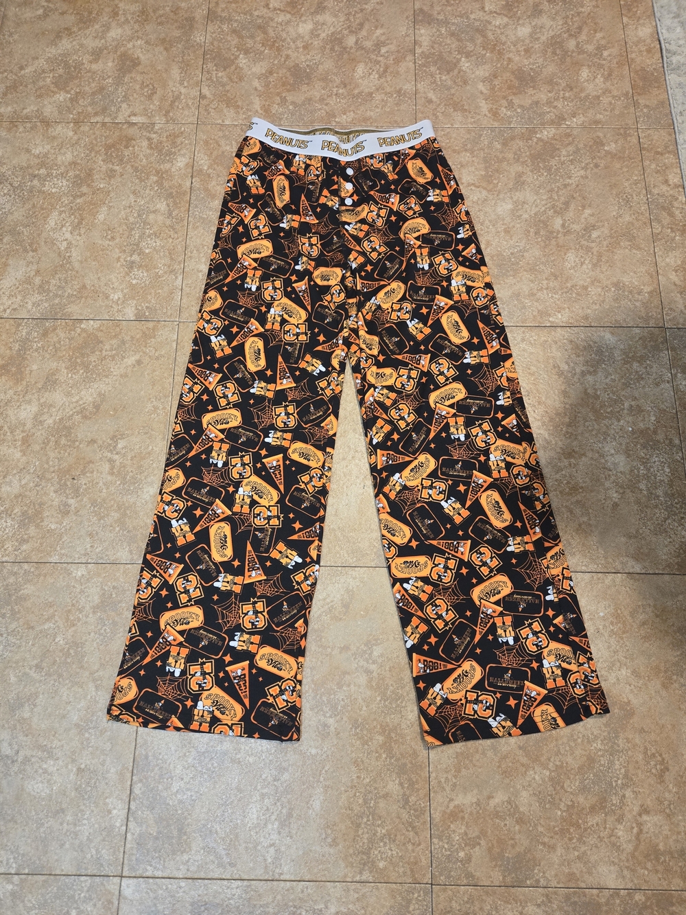Peanuts Black and Orange Printed Pajama Pants